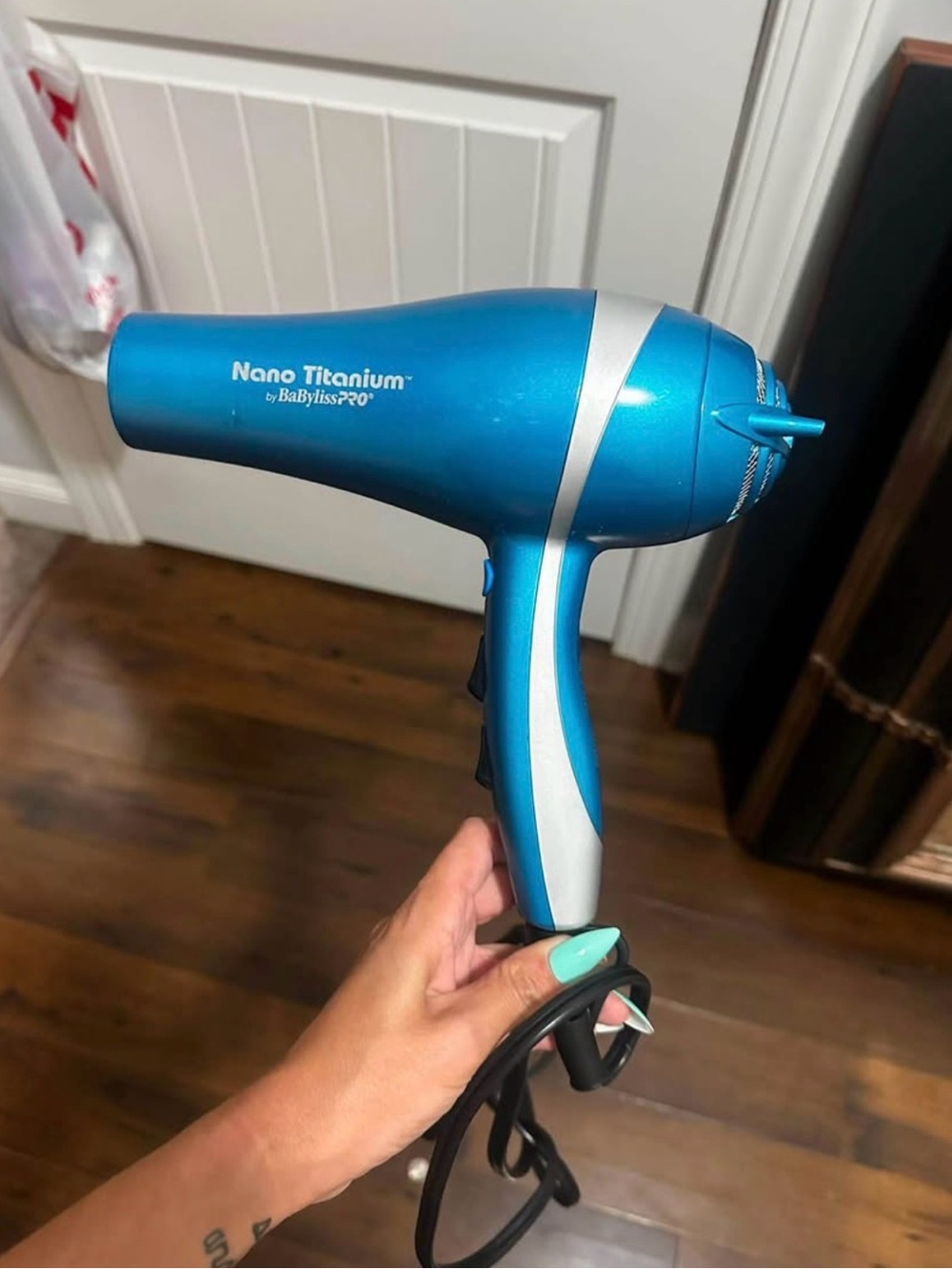 BaByliss Nano Titanium Blue and Silver Hair Dryer